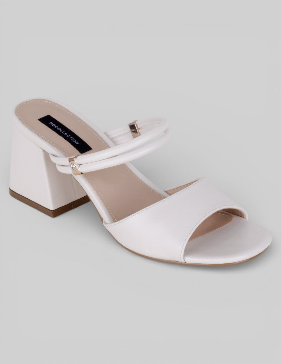 Sandalia con tacón Alnia en Piel vegana – Blanco