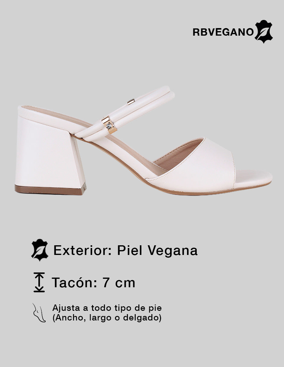 Sandalia con tacón Alnia en Piel vegana – Blanco