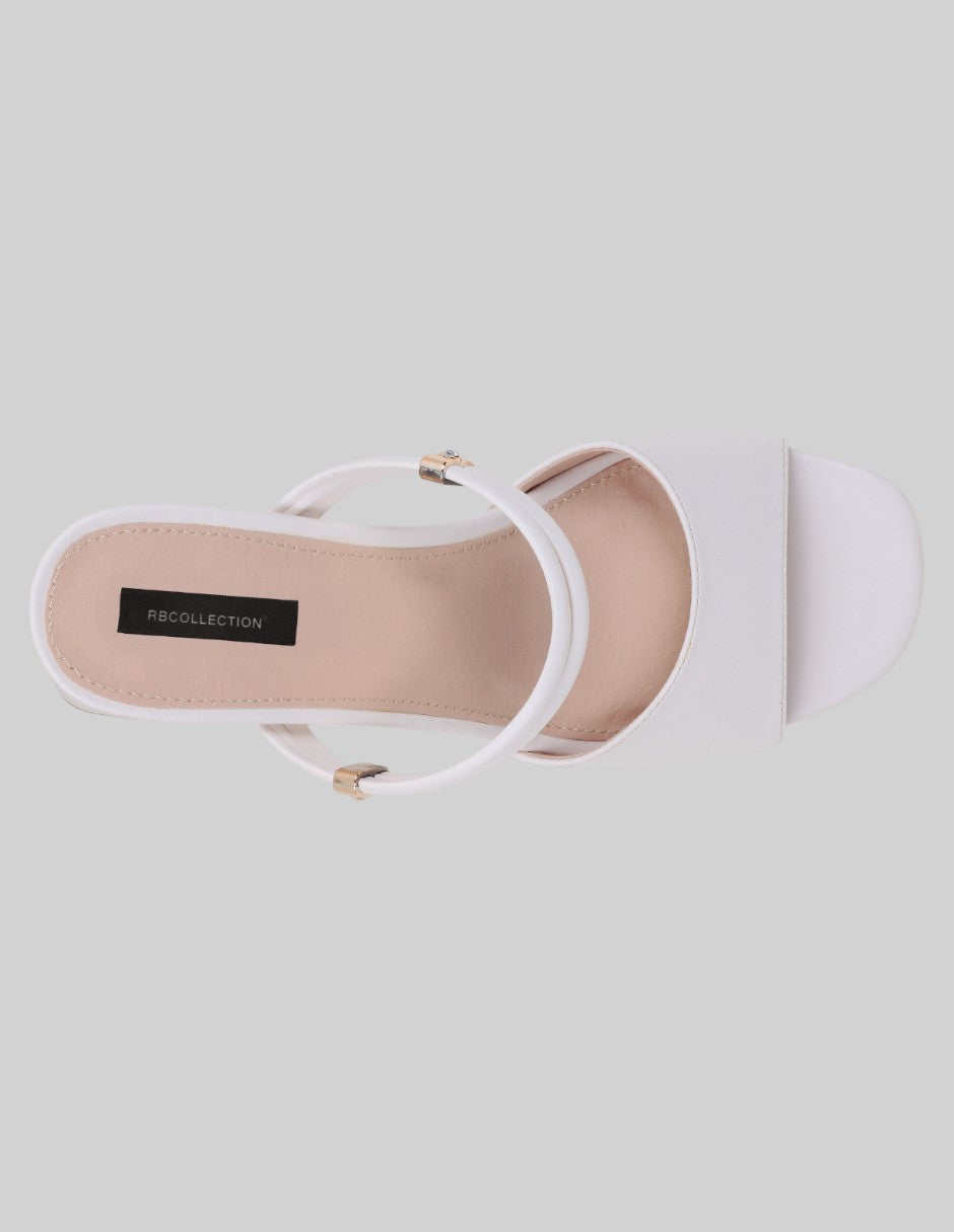 Sandalia con tacón Alnia en Piel vegana – Blanco