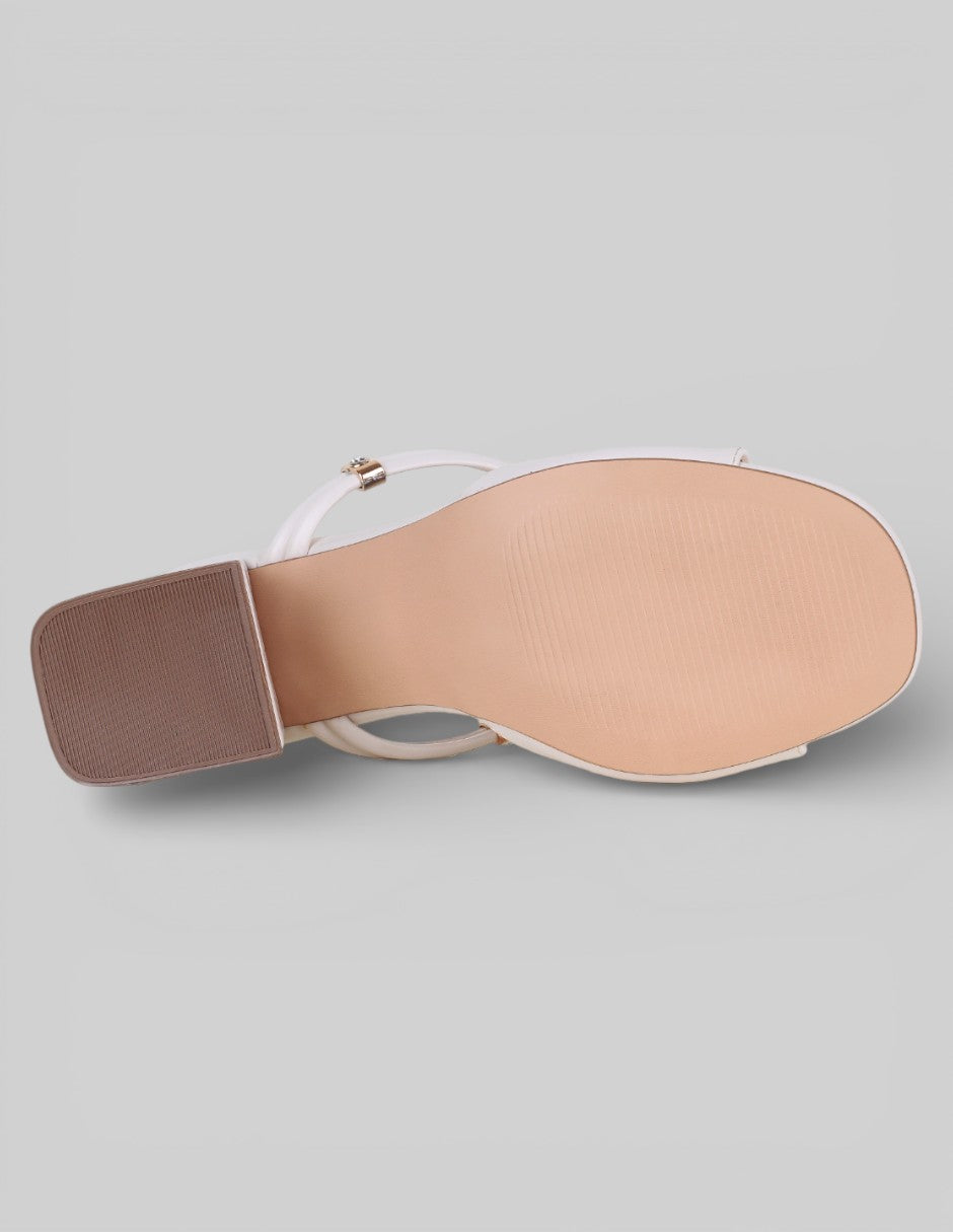 Sandalia con tacón Alnia en Piel vegana – Blanco