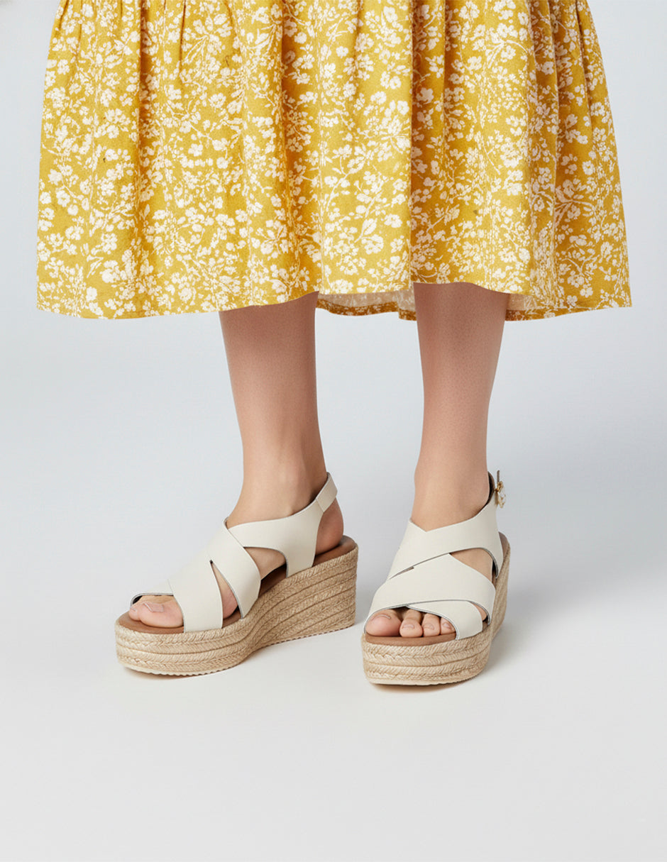 Sandalias con plataforma Steps en Piel vegana – Blanco