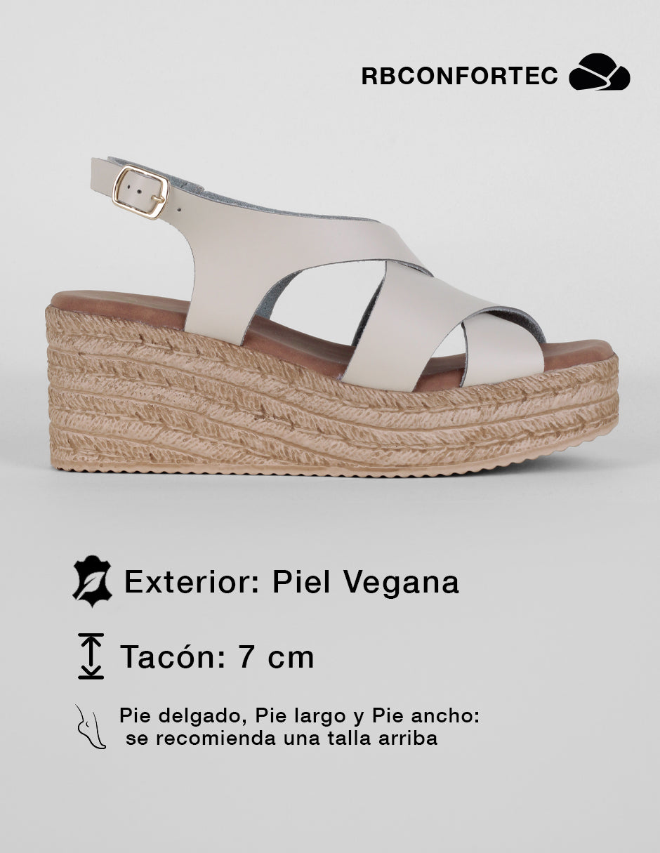 Sandalias con plataforma Steps en Piel vegana – Blanco