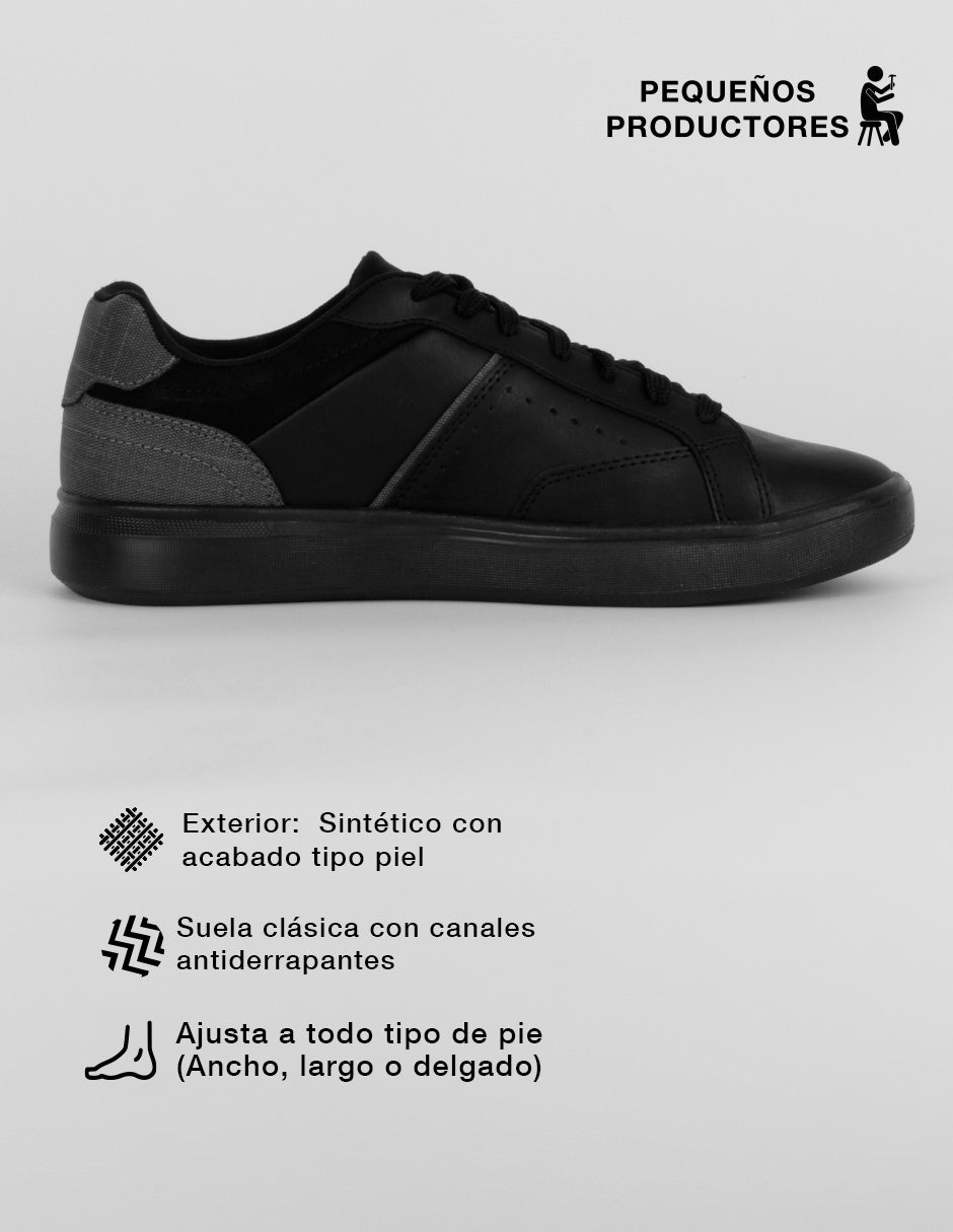 Tenis con cordones Mru en Sintético – Negro
