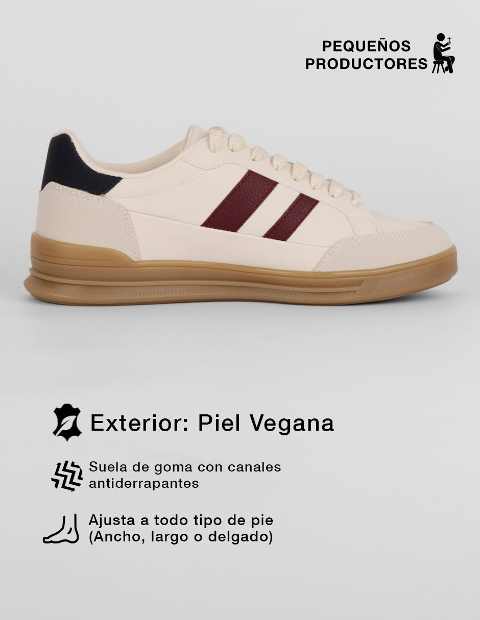 Tenis con cordones Mrs en Piel vegana – Latte