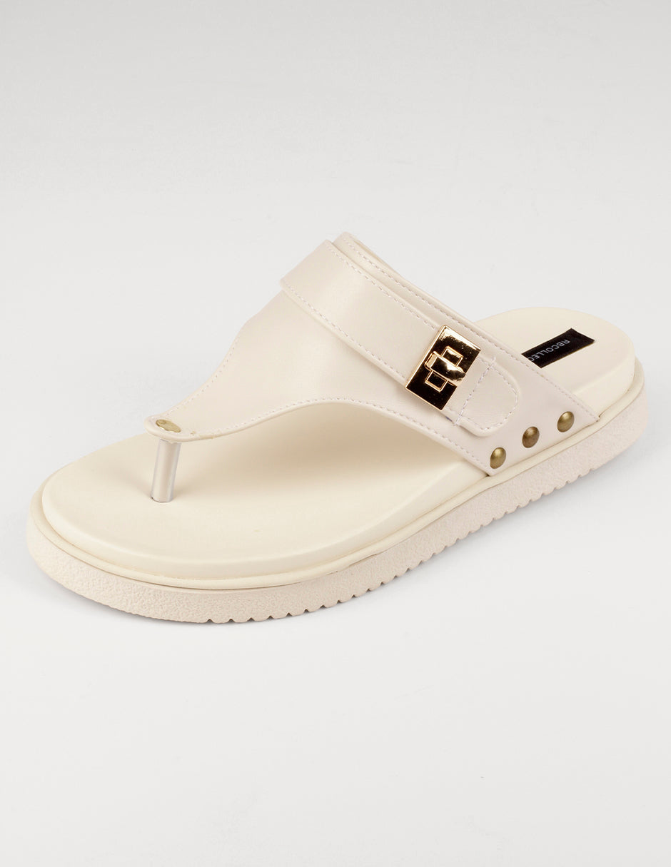 Sandalias de piso Alnia en Piel vegana – Beige