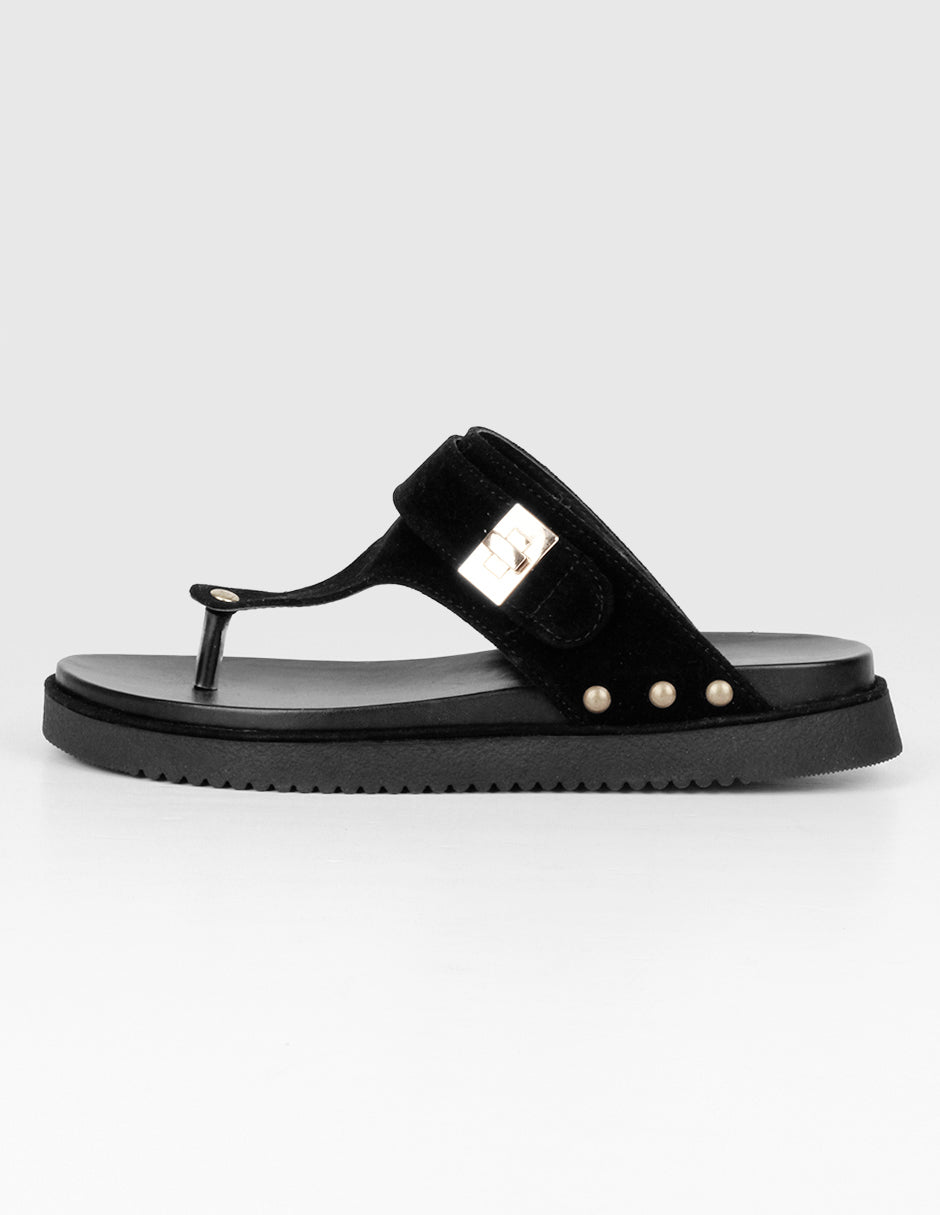 Sandalias de piso Exterior Gamuza sintética Color Negro Para Mujer De RBCOLLECTION