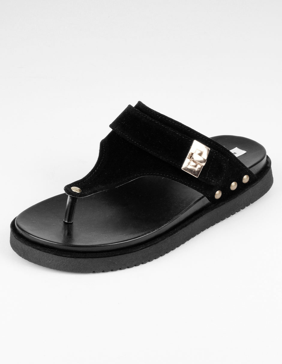 Sandalias de piso Alnia en Gamuza sintética – Negro