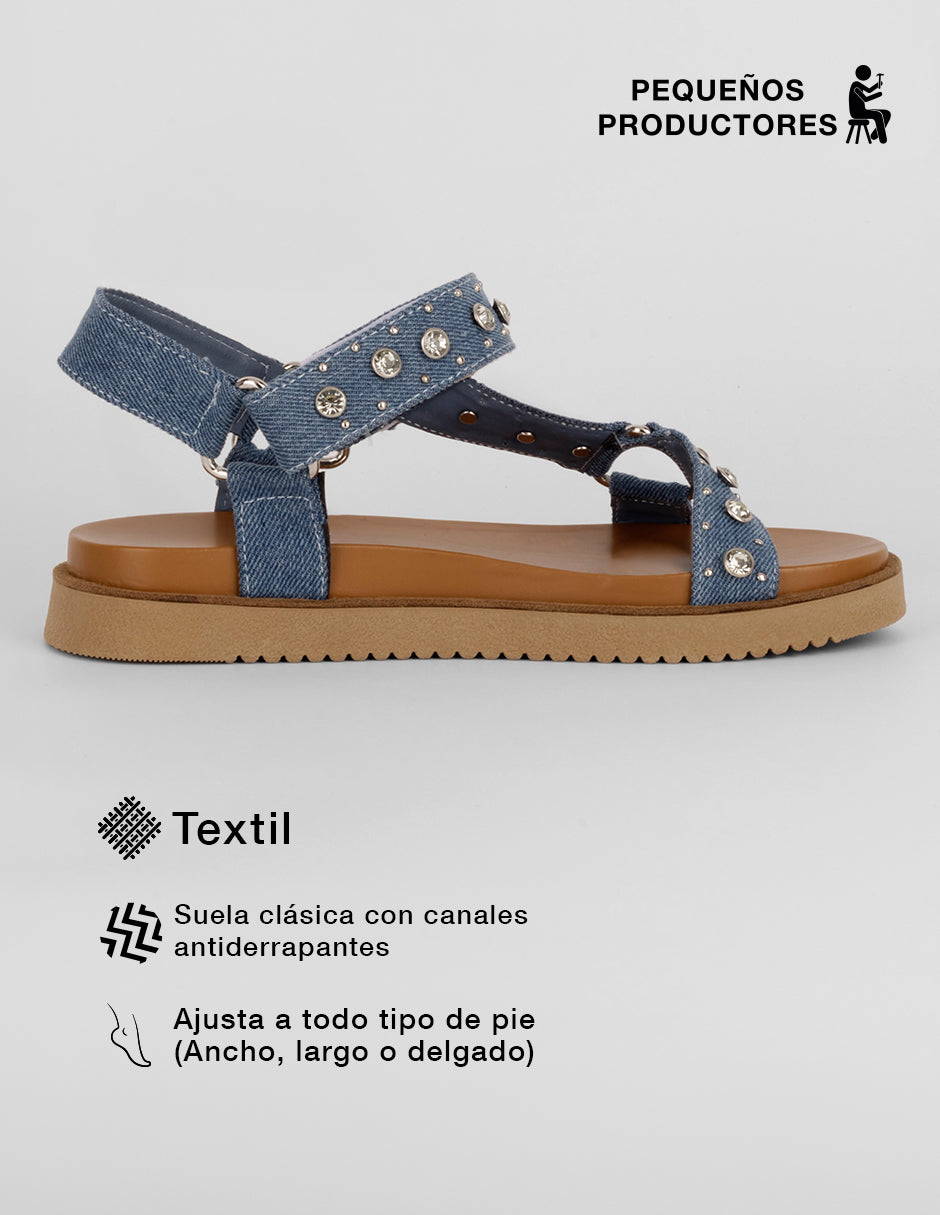 Sandalias de piso Birt en Textil – Azul