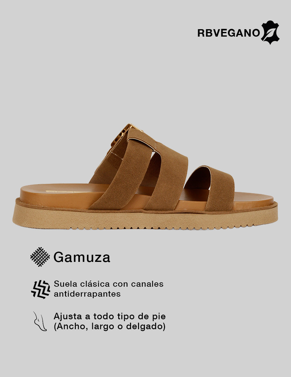 Sandalias de piso Alnia en Gamuza sintética – Café