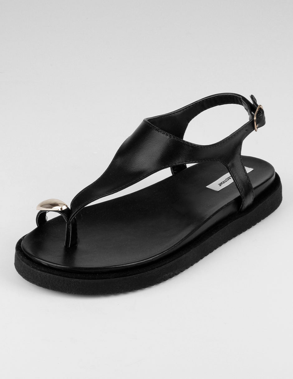 Sandalias de piso Alnia en Piel vegana – Negro