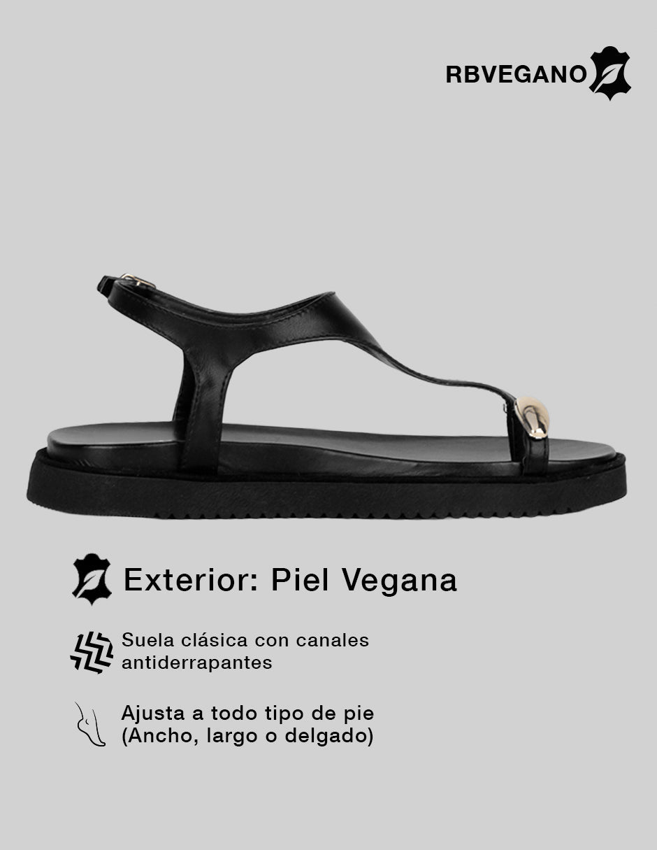 Sandalias de piso Alnia en Piel vegana – Negro