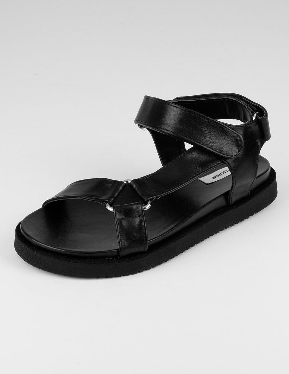 Sandalias de piso Birt en Piel vegana – Negro