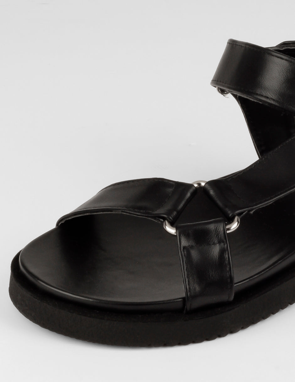 Sandalias de piso Birt en Piel vegana – Negro