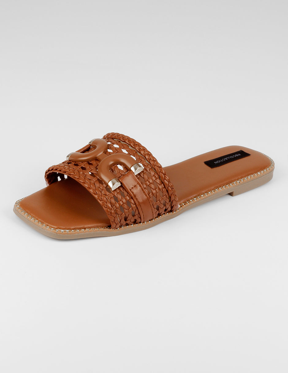 Sandalias de piso Soft en Piel vegana – Café