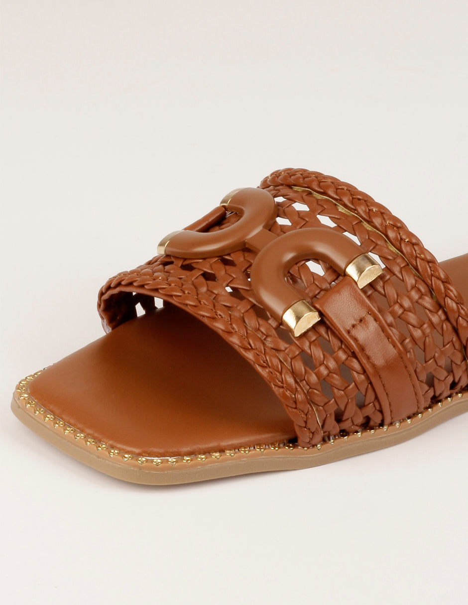 Sandalias de piso Soft en Piel vegana – Café