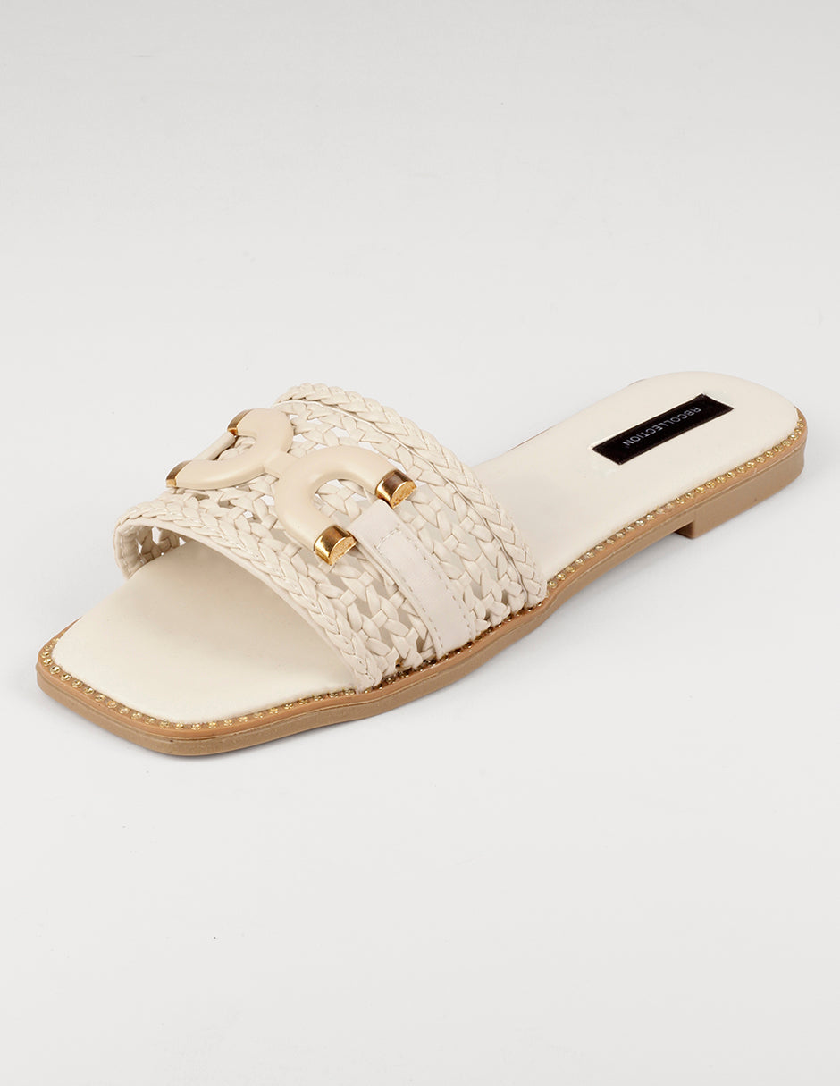 Sandalias de piso Soft en Piel vegana – Beige