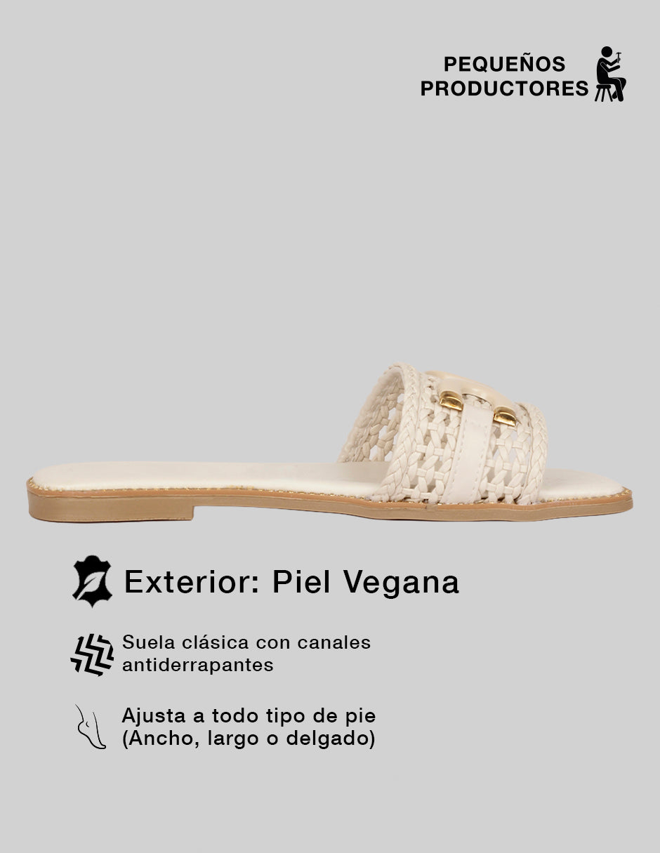 Sandalias de piso Soft en Piel vegana – Beige