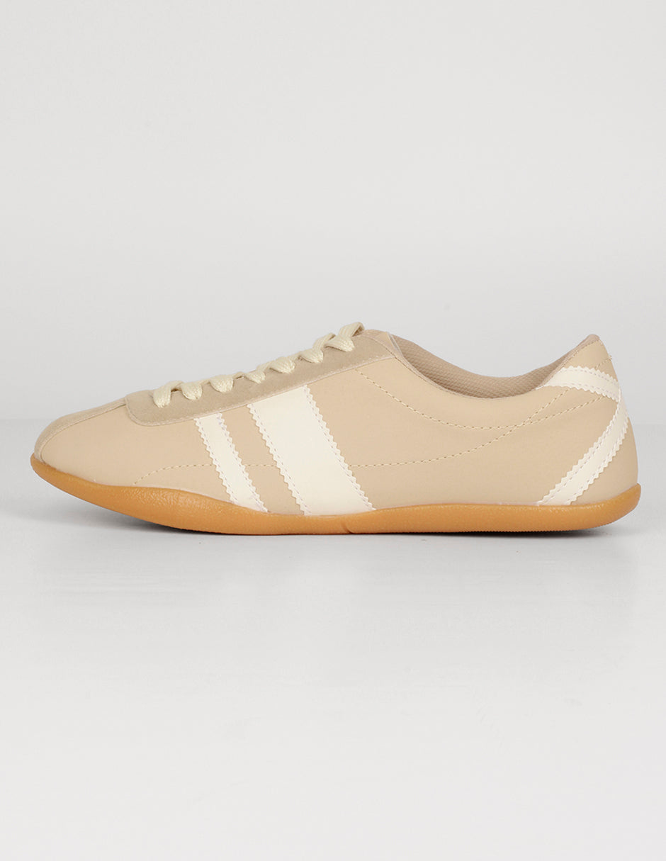 Tenis con cordones Exterior Piel vegana Color Beige Para Mujer De RBCOLLECTION