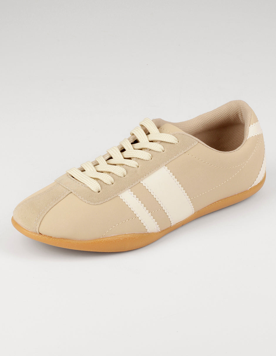 Tenis con cordones  Sam en Piel vegana – Beige