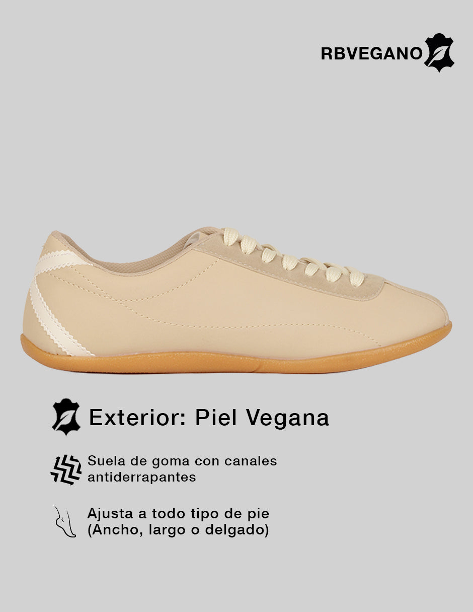 Tenis con cordones  Sam en Piel vegana – Beige