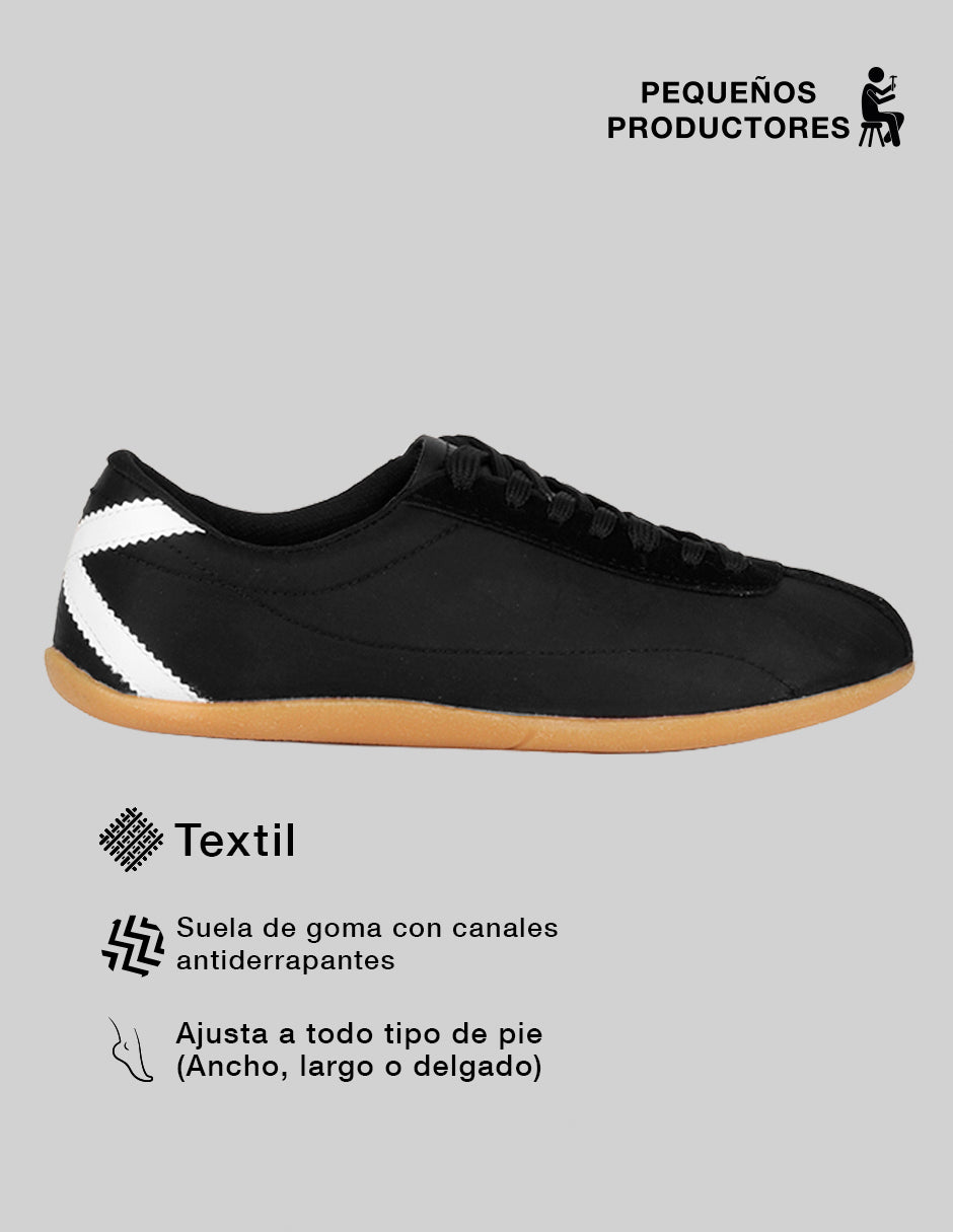 Tenis con cordones  Sam en Textil – Negro