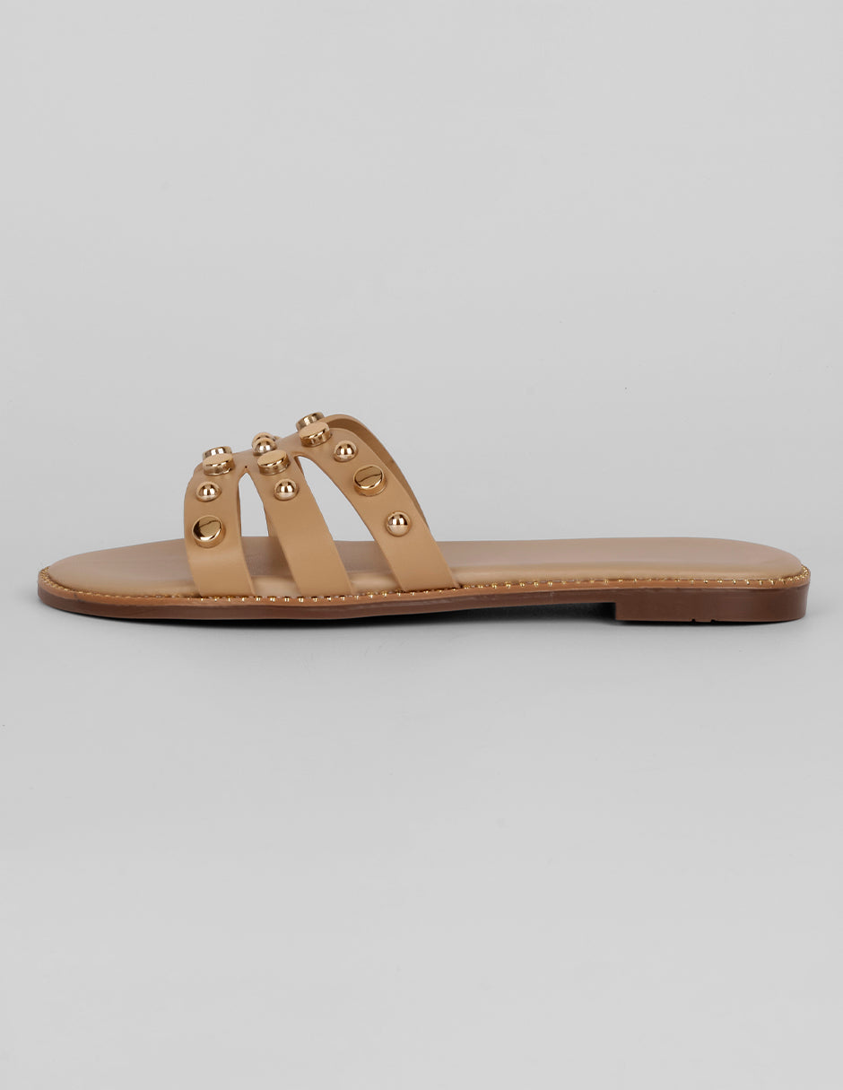 Sandalias de piso Exterior Piel vegana Color Beige Para Mujer De RBBASICS