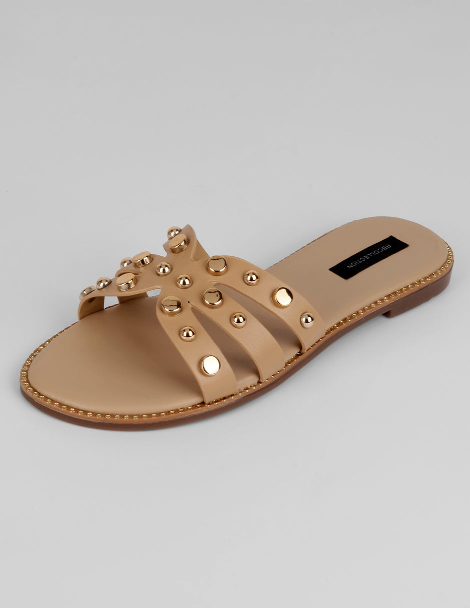 Sandalias de piso Soft en Piel vegana – Beige