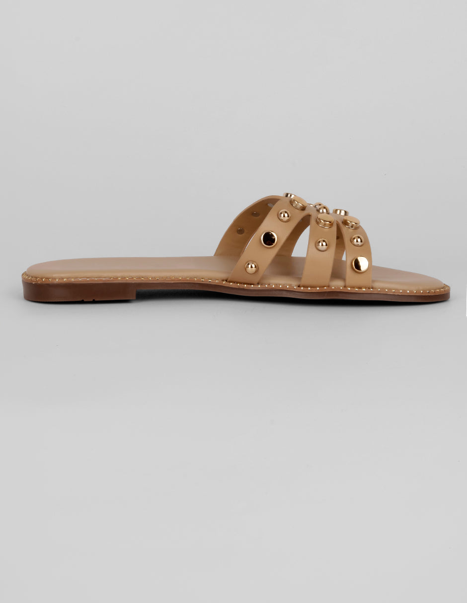 Sandalias de piso Soft en Piel vegana – Beige