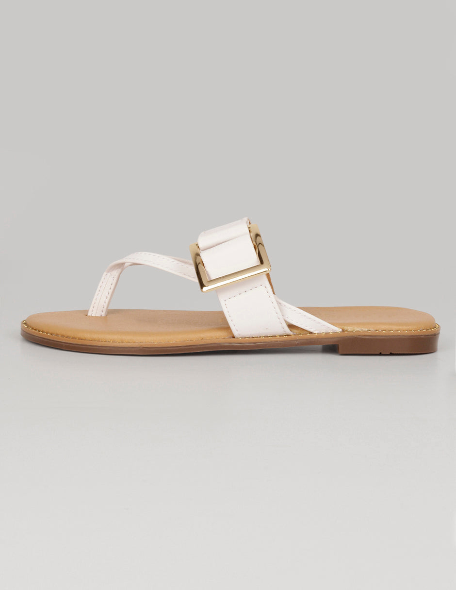 Sandalias de piso Exterior Piel vegana Color Blanco Para Mujer De RBBASICS