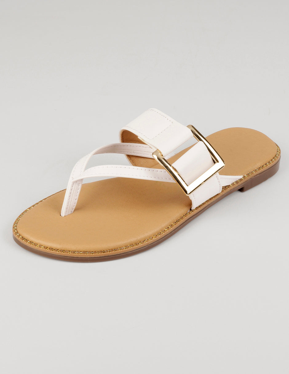 Sandalias de piso Soft en Piel vegana – Blanco