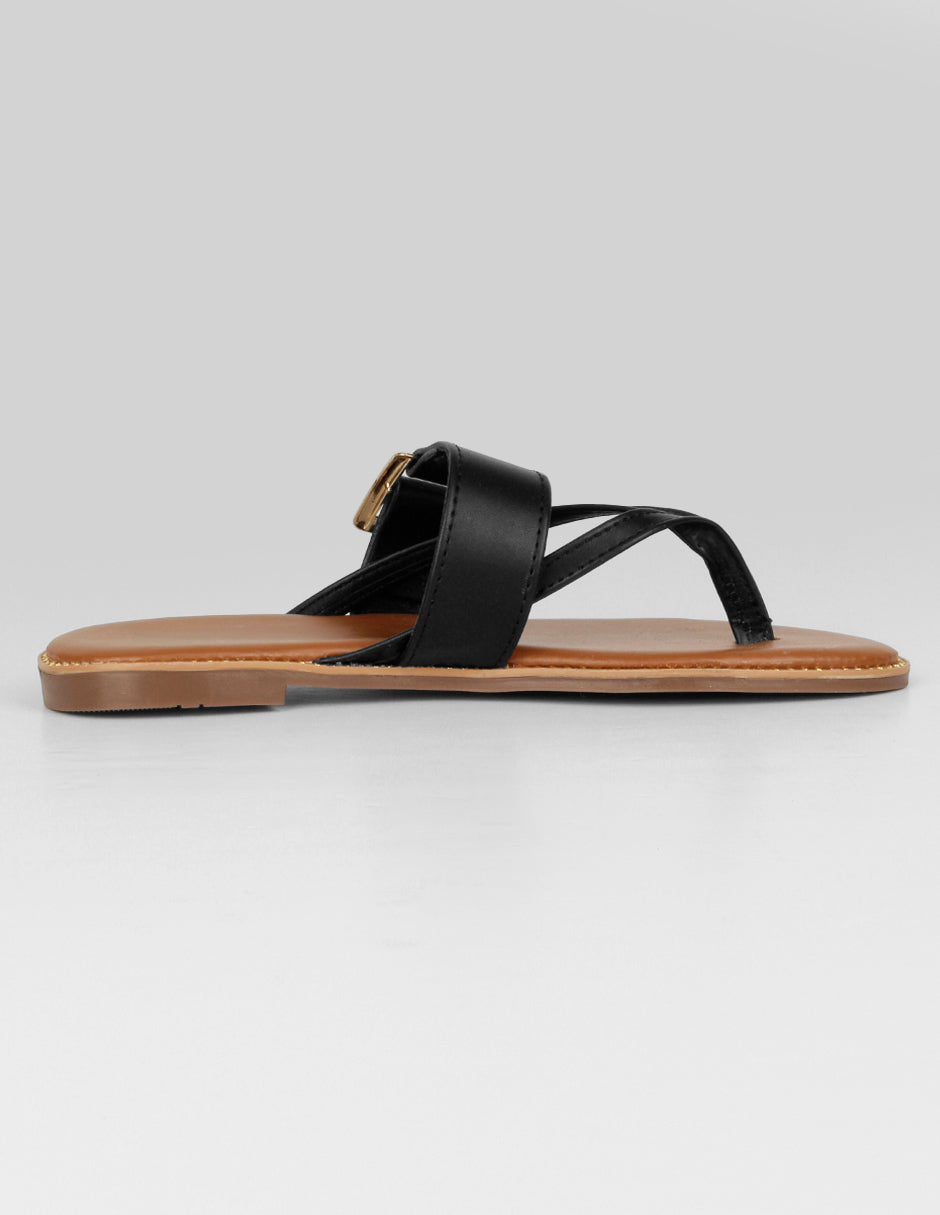 Sandalias de piso Soft en Piel vegana – Negro