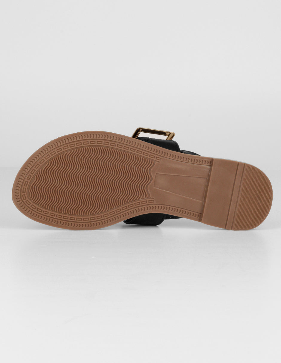 Sandalias de piso Soft en Piel vegana – Negro