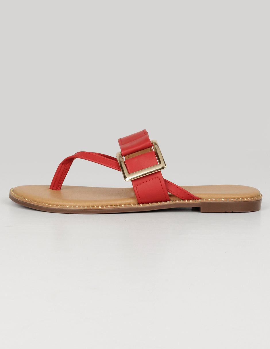 Sandalias de piso Exterior Piel vegana Color Rojo Para Mujer De RBBASICS