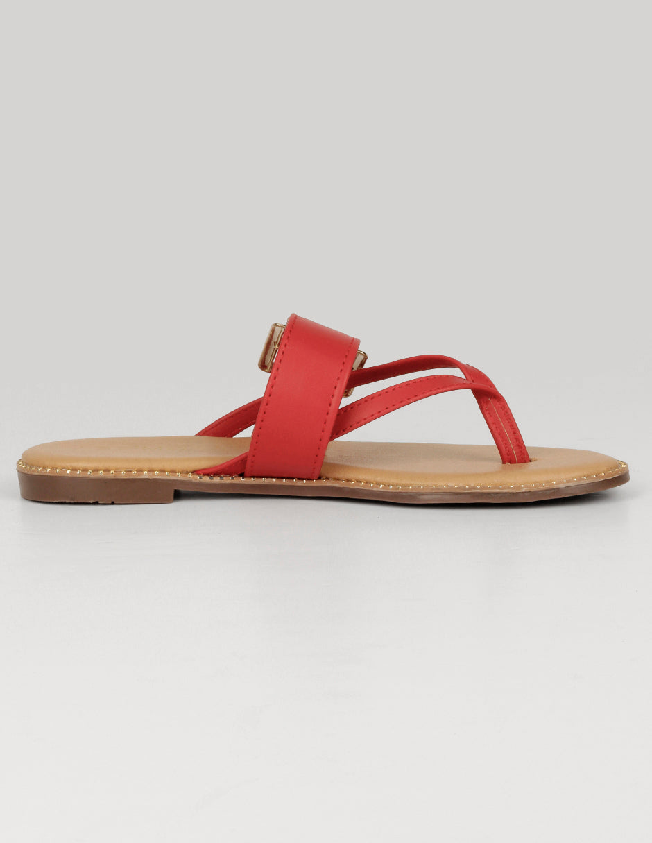 Sandalias de piso Soft en Piel vegana – Rojo