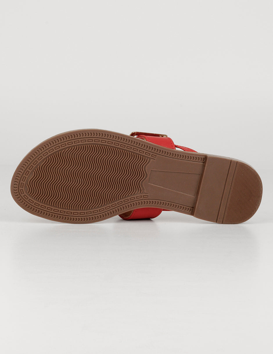 Sandalias de piso Soft en Piel vegana – Rojo