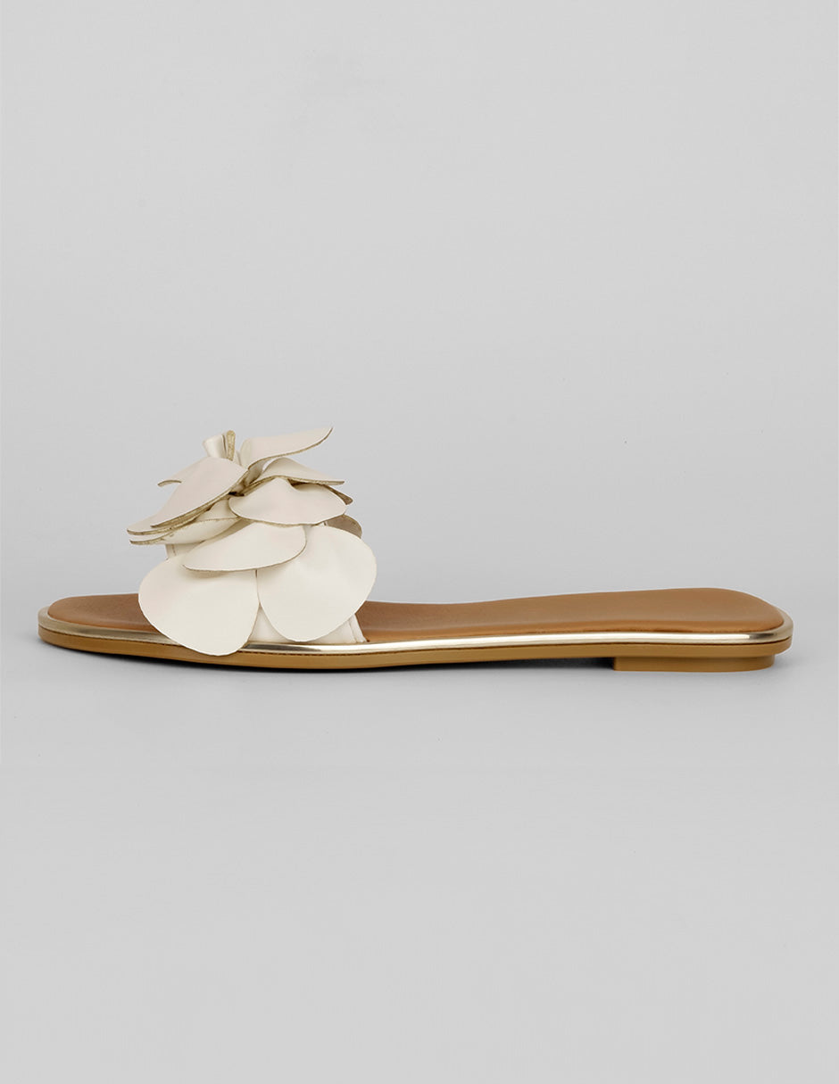 Sandalias de piso Exterior Piel vegana Color Blanco Para Mujer De RBBASICS