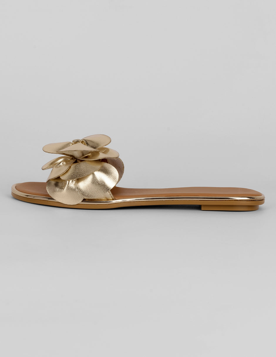 Sandalias de piso Exterior Sintético Color Dorado Para Mujer De RBBASICS