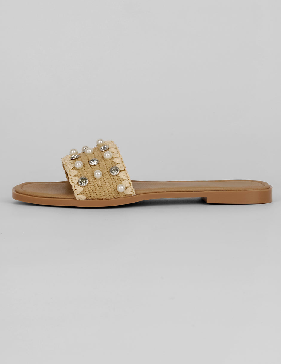 Sandalias de piso Exterior Textil Color Beige Para Mujer De RBBASICS