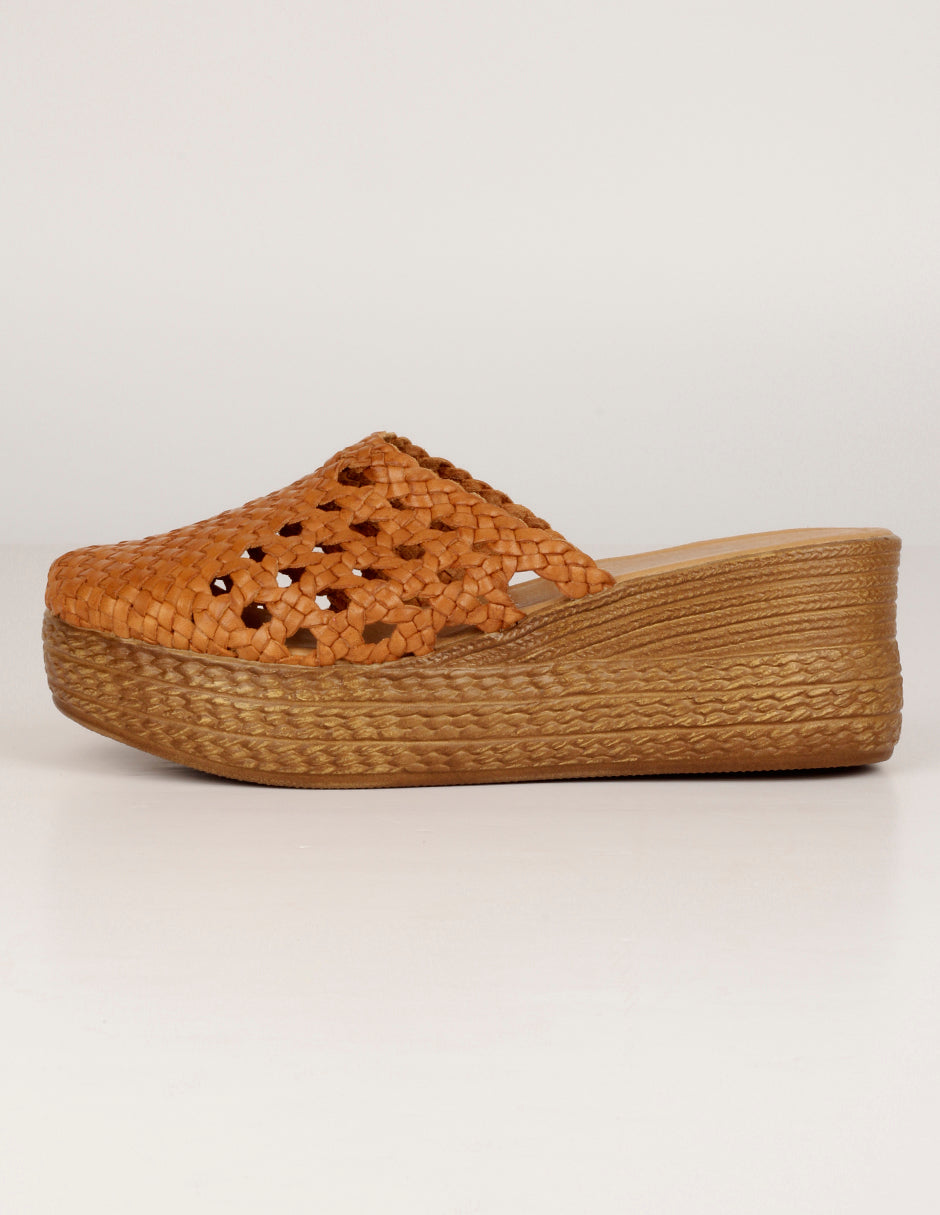 Sandalias con plataforma Exterior Piel Color Café Para Mujer De RBCOLLECTION