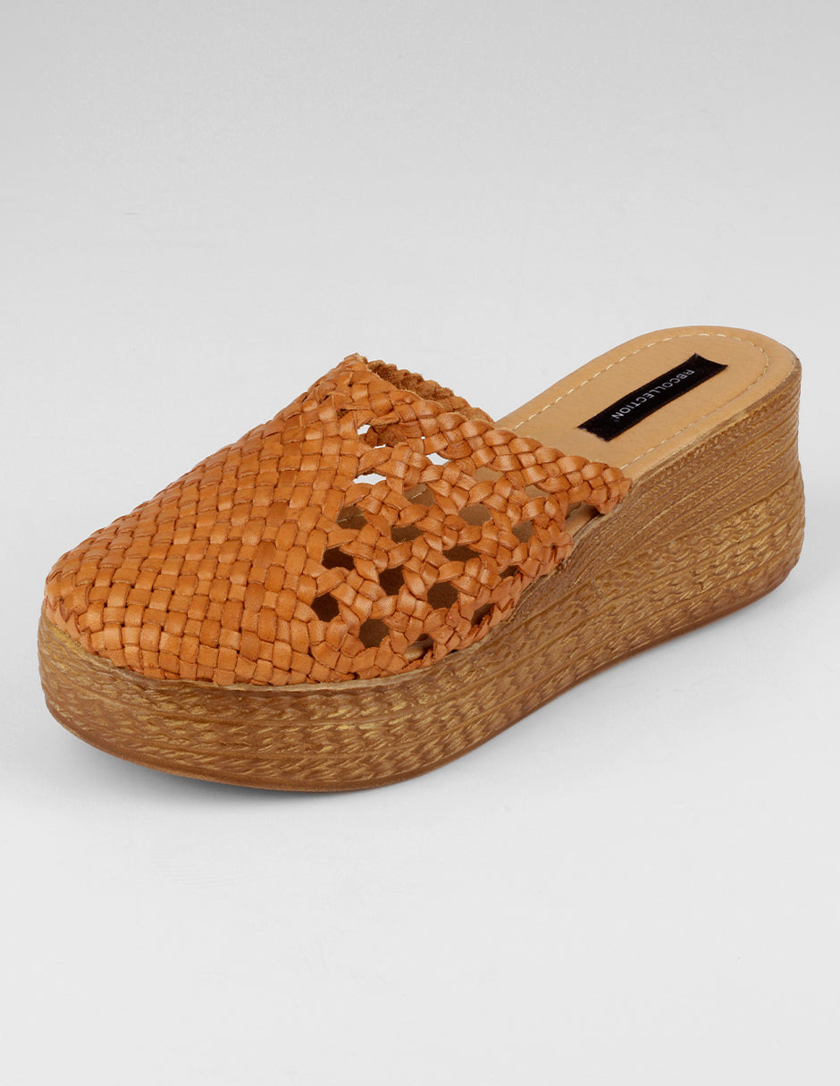 Sandalias con plataforma Hand made en Piel – Café