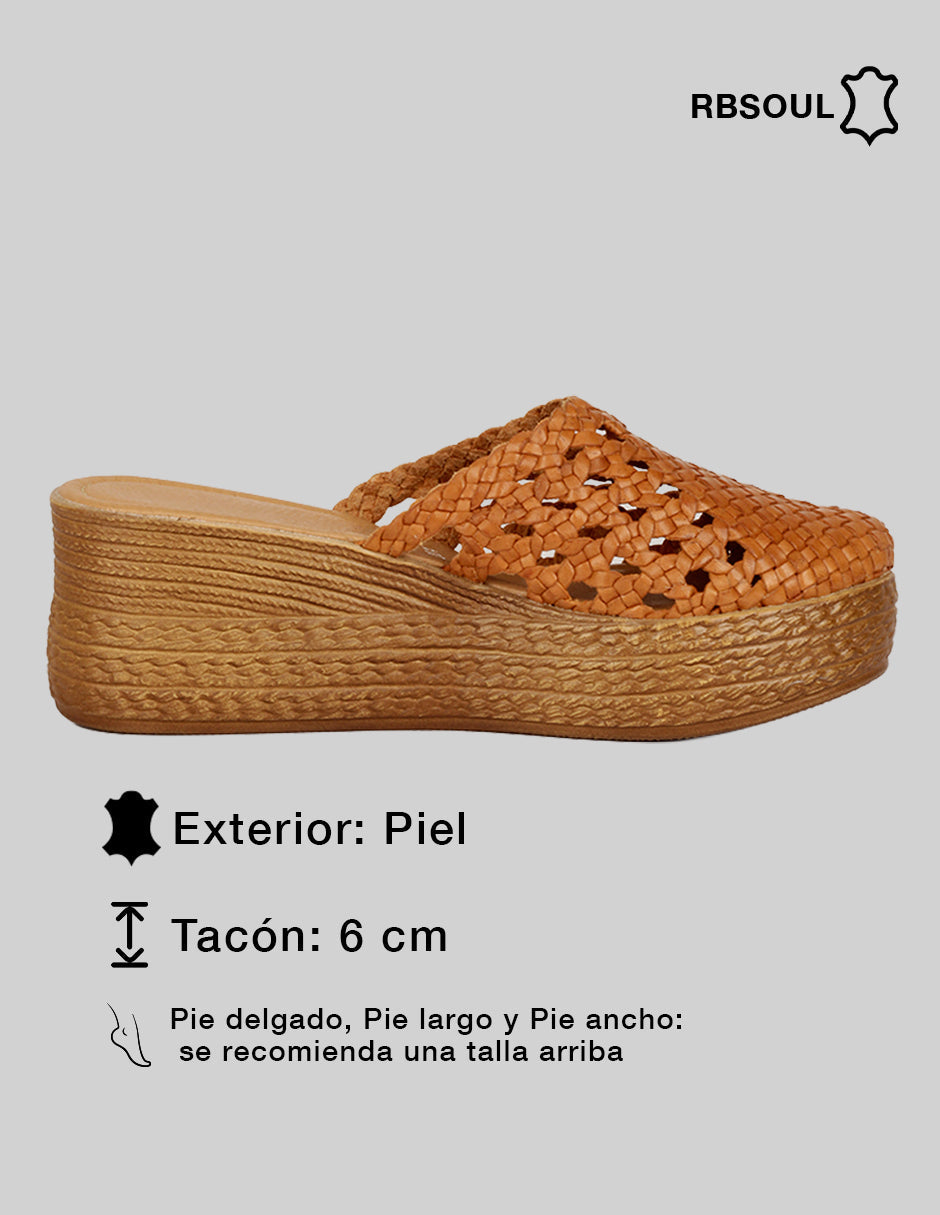 Sandalias con plataforma Hand made en Piel – Café