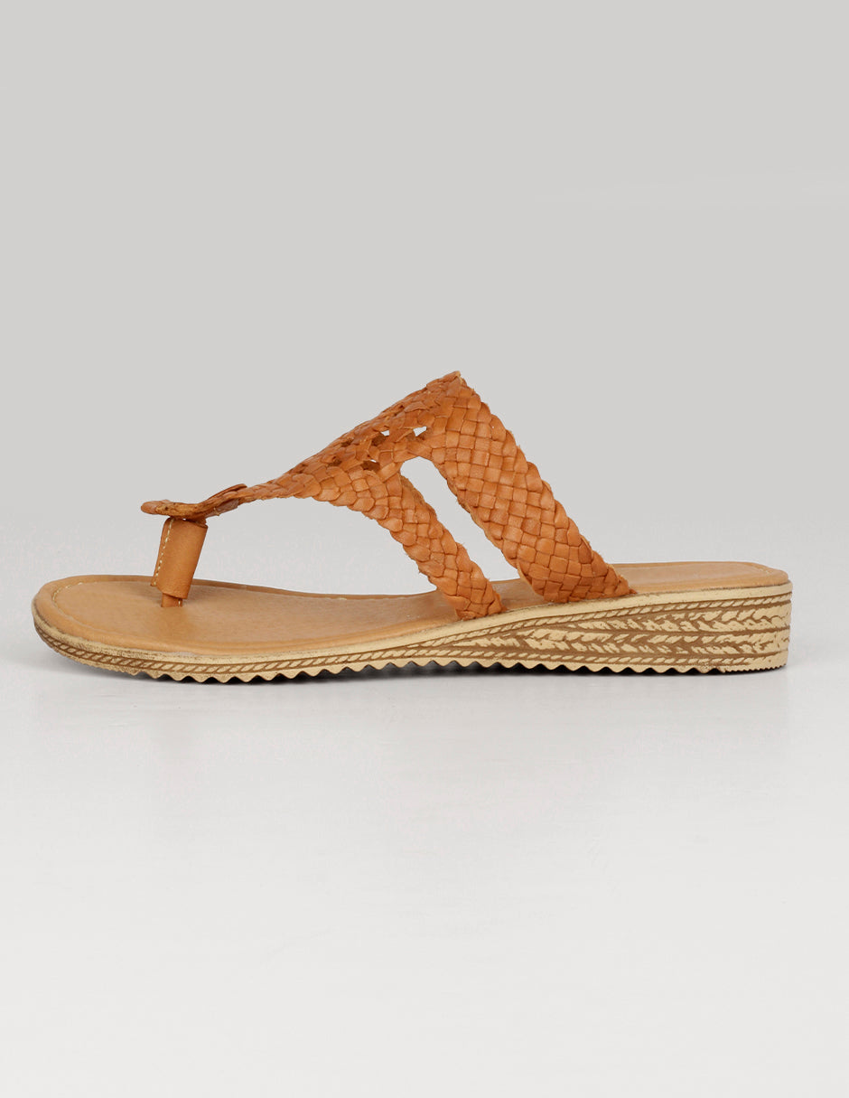 Sandalias de piso Exterior Piel Color Café Para Mujer De RBCOLLECTION