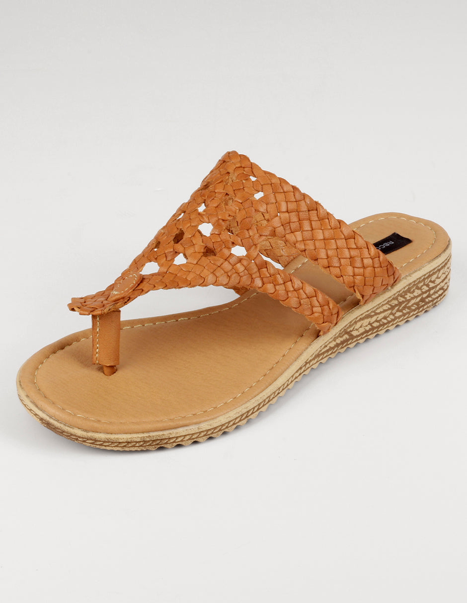 Sandalias de piso Hand made en Piel – Café