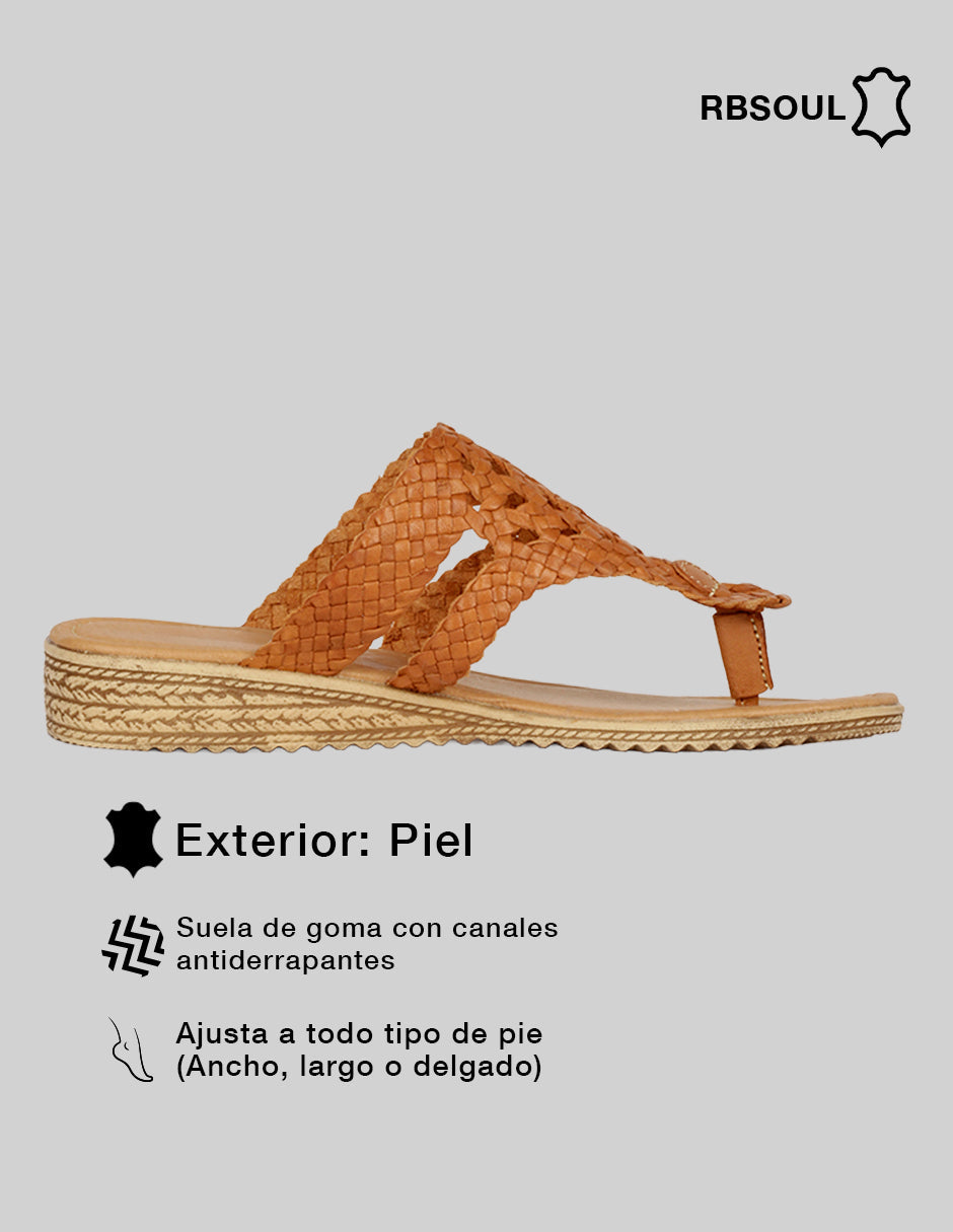Sandalias de piso Hand made en Piel – Café
