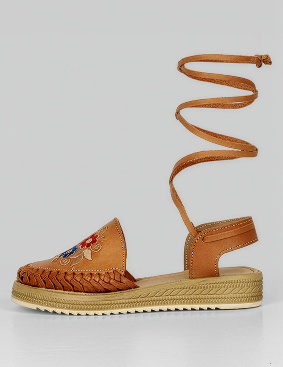 Sandalias de piso Exterior Piel Color Café Para Mujer De RBCOLLECTION