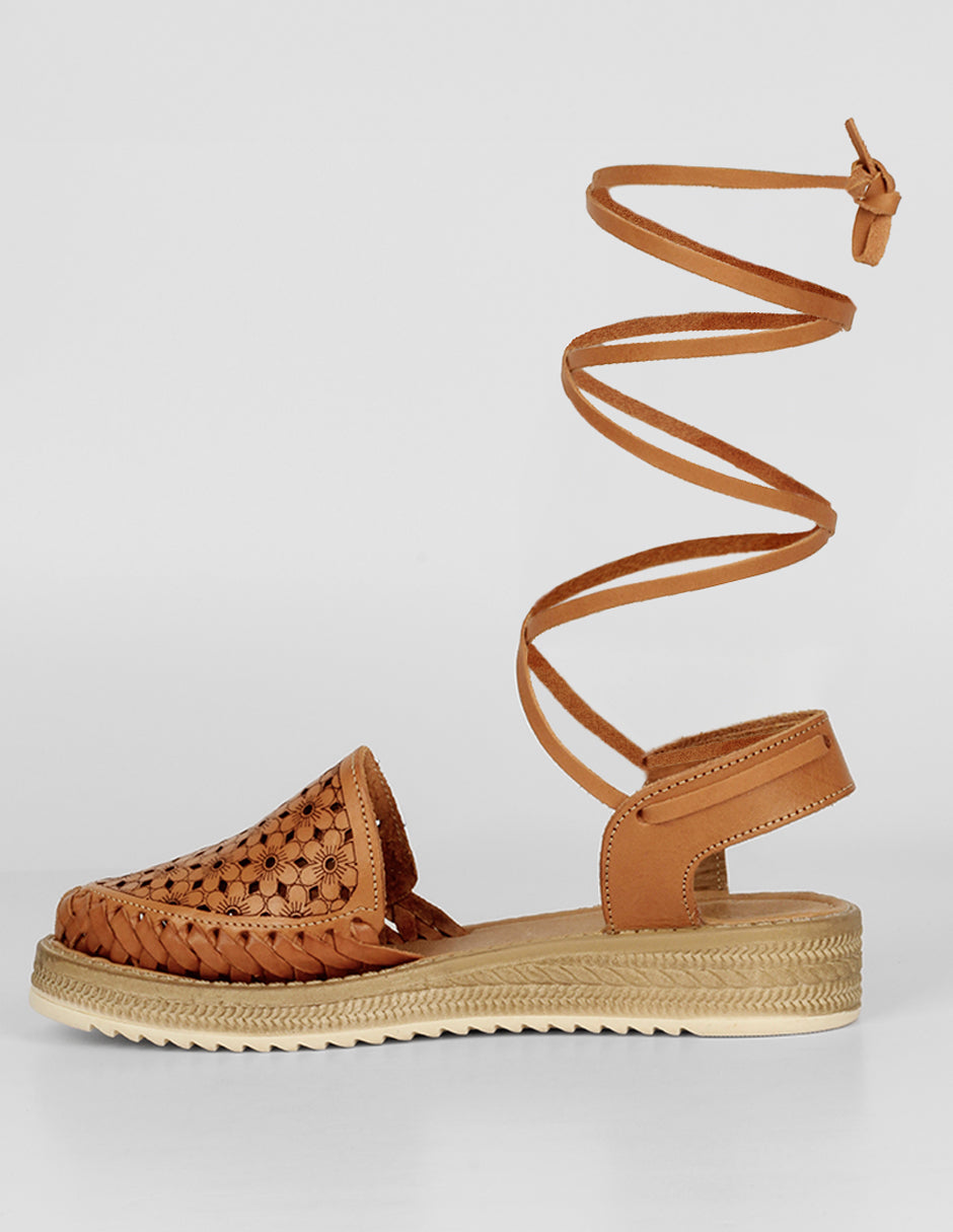 Sandalias de piso Exterior Piel Color Café Para Mujer De RBCOLLECTION