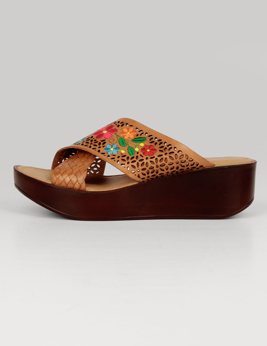 Sandalias con plataforma Exterior Piel Color Café Para Mujer De RBCOLLECTION