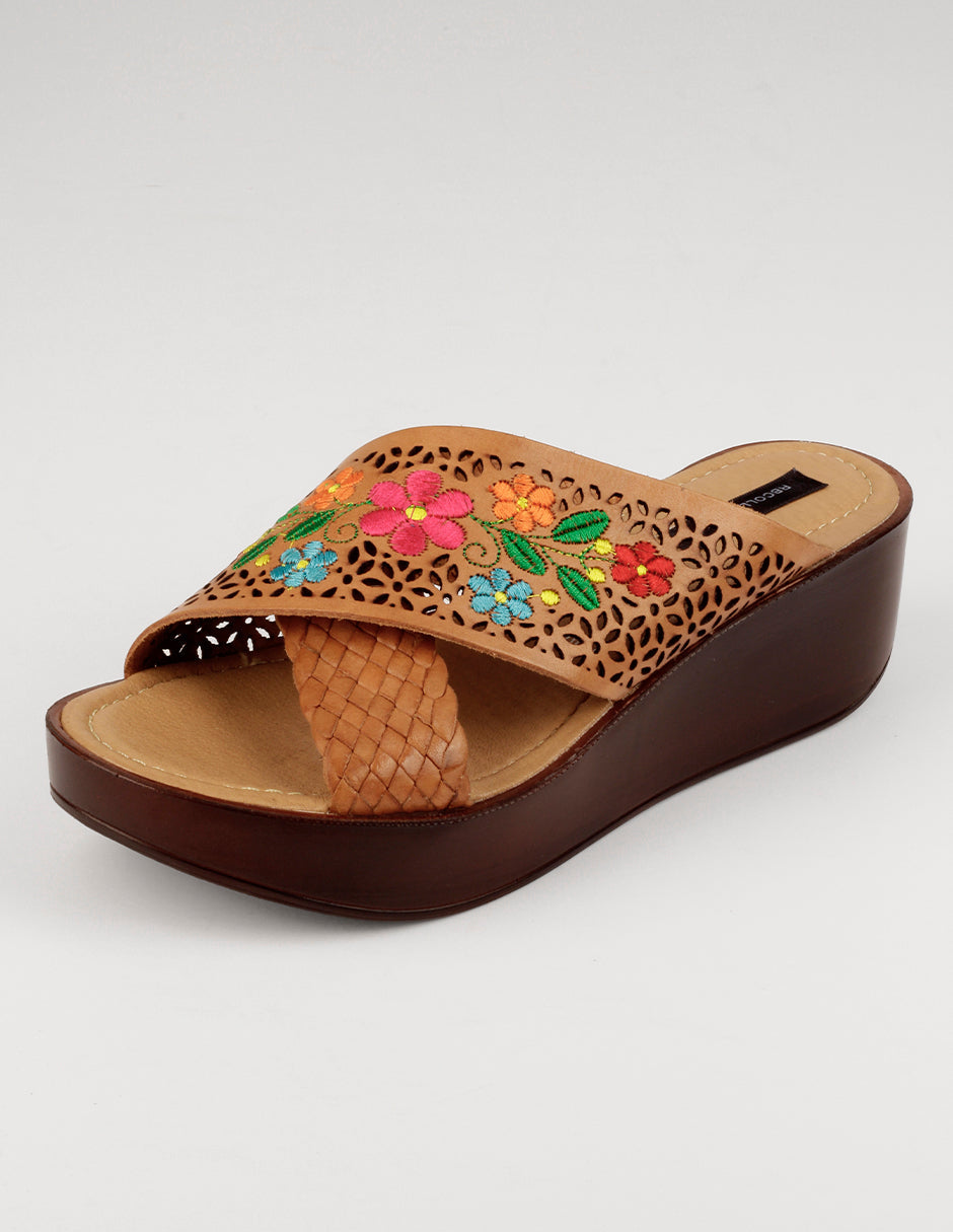 Sandalias con plataforma Hand made en Piel – Café