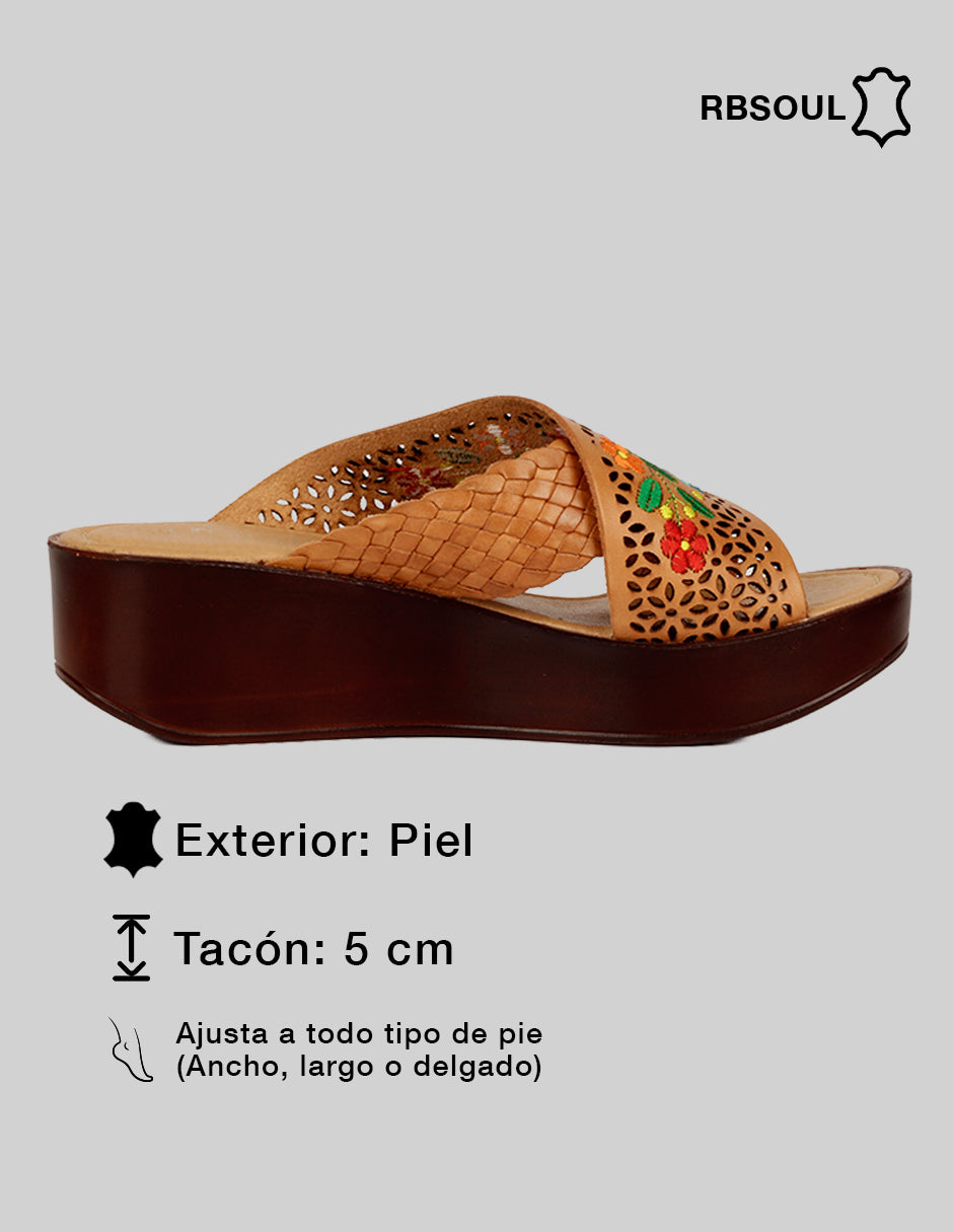 Sandalias con plataforma Hand made en Piel – Café