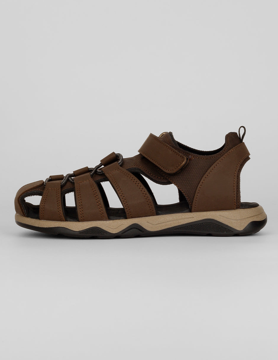 Sandalias Exterior Piel vegana Color Café Para Niño De RBCOLLECTION